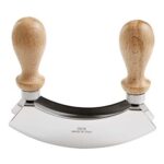 Fantes Double Mezzaluna Vegetable Chopper Rocking Knife, 5.5-Inch Stainless Steel Blade with Beechwood Handles, The Italian Market Original since 1906,Brown