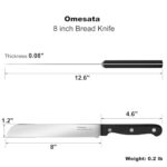 Omesata Bread Knife, Serrated 8 inch Bread Knifes for Homemade Bread Sourdough, Blade Razor Sharp and Wavy Edge from Professional Stainless Steel