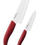 Kyocera Advanced Ceramics – Revolution Series 2-Piece Ceramic Knife Set: Includes a 5.5-inch Santoku Knife and a 4.5-inch Utility Knife; Red Handles with White Blades