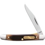Old Timer 18OT Mighty Mite 4.7in Stainless Steel Traditional Folding Knife with 2in Clip Point Blade and Sawcut Handle for Outdoor Hunting Camping and Everyday Carry