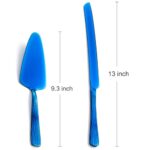 Seeshine Blue Cake Cutter Set, Stainless Steel Cake Cutting Utensils Include Cake Knife and Cake Server Suitable for Weddings, Birthdays, and Anniversaries