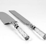 Wedding Cake Knife and Server Set – Cake Cutter with Knife – Cutting Utensils – For Bride and Groom – with Crystal Handles – Knife 13.25″ Long – Server 12″ Long – by Barski – Gift Boxed