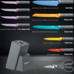 GOODA Knife Set,11 Pieces Kitchen Knife Set with Built-in Sharpener Block,Dishwasher Safe, High Carbon Stainless Steel Chef Cooking Knife Block Set