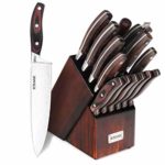 Knife Set, 15-Piece Kitchen Knife Set with Block Wooden, Self Sharpening for Chef Knife Block Set, German Stainless Steel, ESMK (15 PCs Knife Block Set)