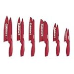 Cuisinart Knife Set, 12pc Ceramic Coated Knife Set with 6 Blades & 6 Blade Guards, Lightweight, Stainless Steel, Durable & Dishwasher Safe (Red)