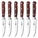Steak Knives Knife Set of 6 or 12 – Stainless Steel Serrated Steak Knife Set w/German Stainless Steel Blade, Full Tang Handle, and Natural Rosewood – Steak Knifes Gift Box Set Not Dishwasher Safe