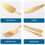 iooiluxry Wedding Cake Knife and Server Set, Cake Cutting Set for Wedding Gifts Bridal Shower Gifts (Gold)