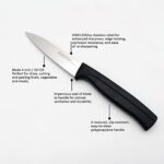 Kitchen Utility Knife – MATTSTONE HILL 4 Inch Paring Knife, Small Fruit & Vegetable Knife, Premium German Stell Blade, Black Handle