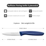 Ruffulon Paring Knife Fruit Knife Set (6 Pieces), Ultra Sharp Stainless Steel Vegetable and Fruit Knife with PP Plastic Ergonomic Handle for Cutting Fruits and Vegetables.