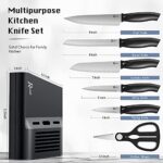 Randalfy Kitchen Knife Set with Block, 7 Pieces Chef Knife Set with Knives, Scissor, Block for Meat/Vegetables/Fruits Chopping, Slicing, Dicing&Cutting