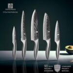 zongchuan 5 PCS Damascus Chef Knife Set, Ultra-Smooth Cutting Experience and Professional Grade Sharp, Kitchen Knife Set,Handle Ergonomic Design,9CR18MOV High Carbon Stainless Steel,Dishwasher Safe