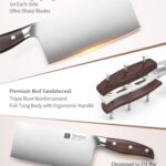 XINZUO Meat Cleaver Knife, 7 Inches German Stainless Steel Chef Cleaver Knife,Vegetable Meat Cleaver,Multifunction Chopper Butcher Knife,Chinese Chef Knife, Ultra Sharp, Red Sandalwood Handle