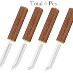 YIKANGHENG 4 Pcs Paring Knife with Wooden Handle, 7.2 Inch Stainless Steel Sharp Fruits and Vegetable Knives for Kitchen, Party, Travel and Outdoors (Brown)