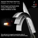 KAWAHIRO Japanese Utility Knife, 5 inch Handcrafted VG10 Stainless Steel Paring Knife, Professional Black Forged Multipurpose Kitchen Knives with Ergonomic Handle Grip and Gift Wood Box