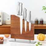Strong Magnetic Knife Block – Magnetic Knife Holder for Kitchen Organization, Knife Block with Powerful Magnet (Diagonal steel bottom knife block)