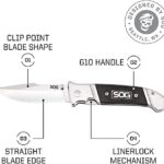 SOG Fielder G10 Folding Pocket Knife – Easy Open 3.3 Inch Foldable Knife Blade w/ EDC Knife Handle and Clip, Stainless Steel Do-It-All Knife (FF38-CP) , Black