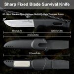 HX OUTDOORS Extra Sharp Bushcraft Knife, 5Cr15MoV Stainless Steel Fixed Blade Survival Camping Knife with Fire Starter and Plastic Sheath for Outdoor, Backpacking (Black)