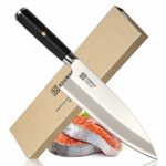 Deba Knife, Japanese Professional Wasabi Kasumi Chef Knife 8.25 Inch Gyuto Knife Fish Fillet Knife with High Corrosion Resistance in a Single Bevel