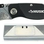 Husky 21113 Folding Sure-Grip Lock Back Utility Knife w/ 10 Disposable Blades Included (Colors Vary)