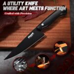 Huusk Japanese Fruit Paring Knife 5.7in – Titanium Coating Blade Small Kitchen Knife, Sharp Kitchen Utility Knives for All Purpose, High Carbon Stainless Small Chef Knifes, Fathers’ Day Gifts