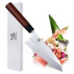 MSY BIGSUNNY 7 inch Deba knife Japanese Kitchen Cooking Chef Sushi Knife High Carbon Steel Blade with Rose wood Handle