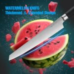 Dingerkit Watermelon Knife, 9″ Melon Carving and Slicer Knife for Watermelon Cantaloupe Made of High Carbon Steel with Gift Box and Sheath – Fruit Cutting Knife with Pakkawood Handle.
