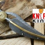 Knife King “Baby Blue” Custom Damascus Handmade Folding Knife. Comes with a sheath.