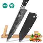 Damascus Chef Knife, Inofia 8-Inch Pro Kitchen knives Japanese 67 Layer VG-10 High Carbon Stainless Steel with Ergonomic Handle and Wooden Block holder