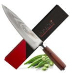 Sharp As F@$& – Professional Japanese 8 Inch Chef Knife with VG-10 Stainless Steel – Chefs Kitchen Knives with Damascus Blade and No-Slip Pakkawood Handle