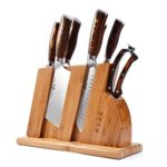 TUO Cutlery Knife Set with Wooden Block, Honing Steel and Shears-Forged HC German Steel X50CrMoV15 with Pakkawood Handle – Fiery Series 8pcs Knives Set