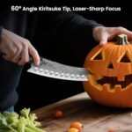 SYOKAMI Kiritsuke knife, 8.2 Inch Chef Knife, Japanese Style High Carbon Steel, Razor Sharp for Precision Cutting, Damascus Pattern, Ergonomic Full Tang Wood Handle, Birthday Wedding Cooking Gifts