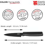 Kuhn Rikon Straight Paring Knife with Safety Sheath, 4 inch/10.16 cm Blade, Black