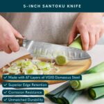 Home Hero Japanese Santoku Knife Collection – VG10 Damascus Steel Triple Rivet Ultra Sharp 67 Layers Kitchen Knife with Ergonomic Rosewood Handle – Unique Gift for Men & Women (5 Inch)