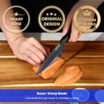 Aihomo Razor-Sharp Kitchen Utility Knife, 6-Inch Black Fruit Knife Full Tang Blade, Carbon Steel Kitchen Knives with Ergonomic Handle & Storage Case, Multi-Purpose for Slicing Fruits, Vegetables