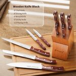 Emojoy Kitchen Knife Set,Knife Set for Kitchen with Block 6 Pcs High Carbon Stainless Steel Wooden Handle Knife Block Set without Steak Knives…