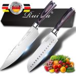 Kitchen Knife Ruidla 2 Piece Sharp Chef Knife, 8 inch Chef Knife, 7 inch Gyutou Knives, German Stainless Steel Cooking Knife with Ergonomic Handle for Home Kitchen Restaurant