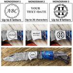 WINTERFELL Personalized Engraved Damascus Steel Pocket Folding Knife Handmade Quality 6.5” Small Pocket Knives for Outdoor, Camping, Hiking Back Lock Blade Made of Authentic Damascus Steel
