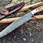 Bobcat Knives Custom Handmade Bowie Knife ”Promotional Price” Full Tang Damascus Steel 12” Ram Horn Handle Sheath
